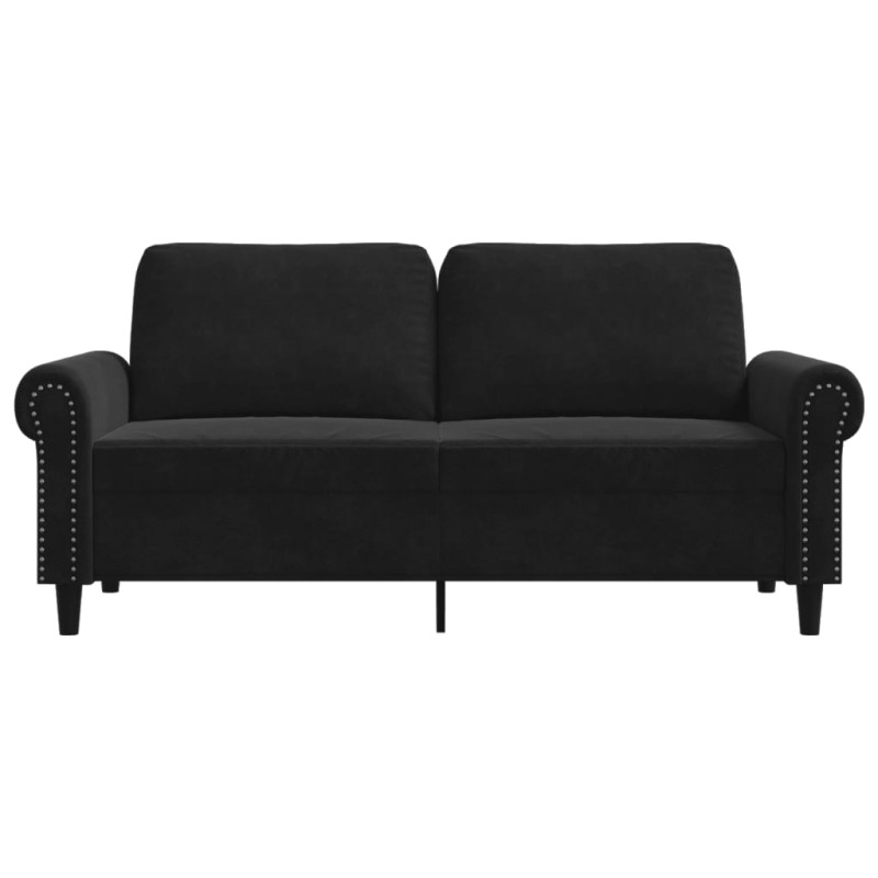 Sofa 2-osobowa, czarna, 140 cm, tapicerowana aksamitem
