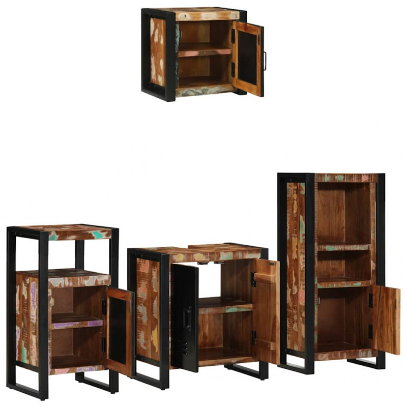 Zestaw mebli łazienkowych 4 pcs Lite Drewno Recyklingowe