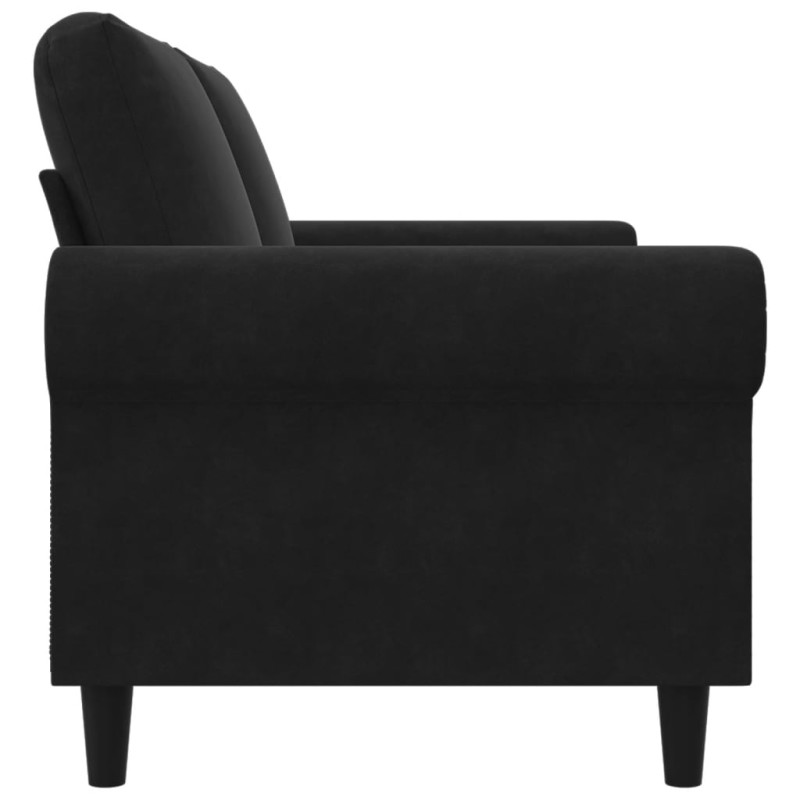 Sofa 2-osobowa, czarna, 140 cm, tapicerowana aksamitem