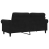 Sofa 2-osobowa, czarna, 140 cm, tapicerowana aksamitem