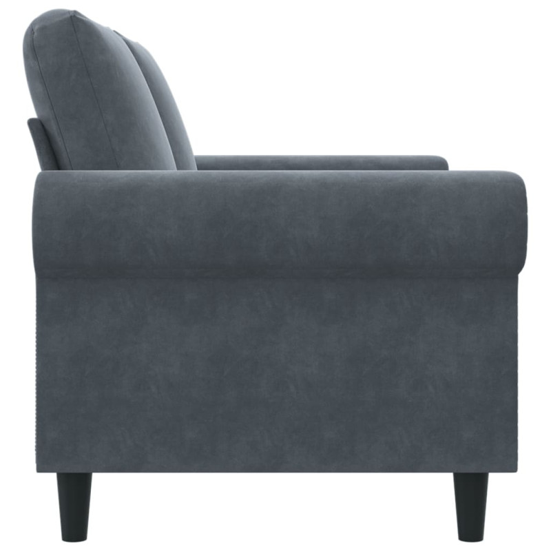 Sofa 2-osobowa, ciemnoszary, 120 cm, tapicerowana aksamitem