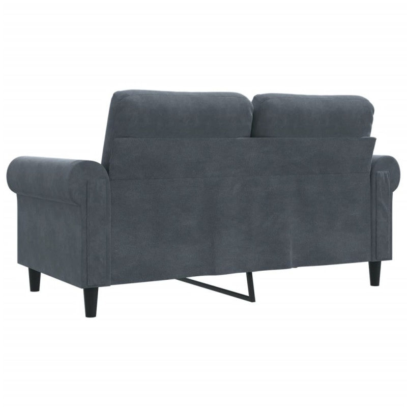 Sofa 2-osobowa, ciemnoszary, 120 cm, tapicerowana aksamitem
