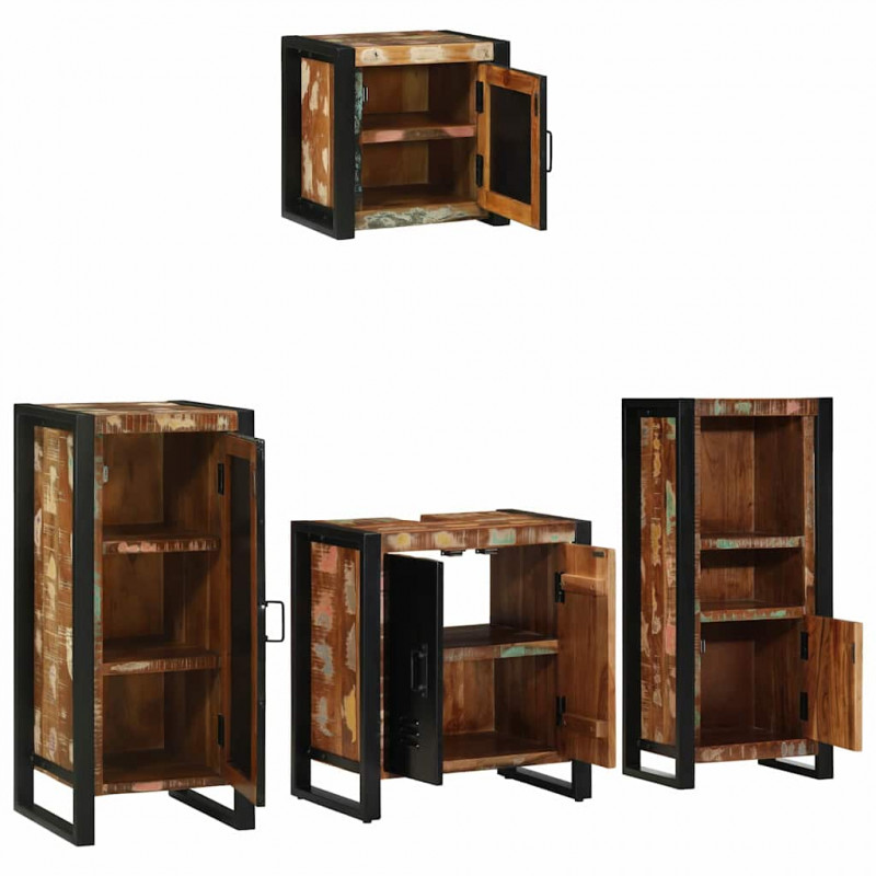 Zestaw mebli łazienkowych 4 pcs Lite Drewno Recyklingowe