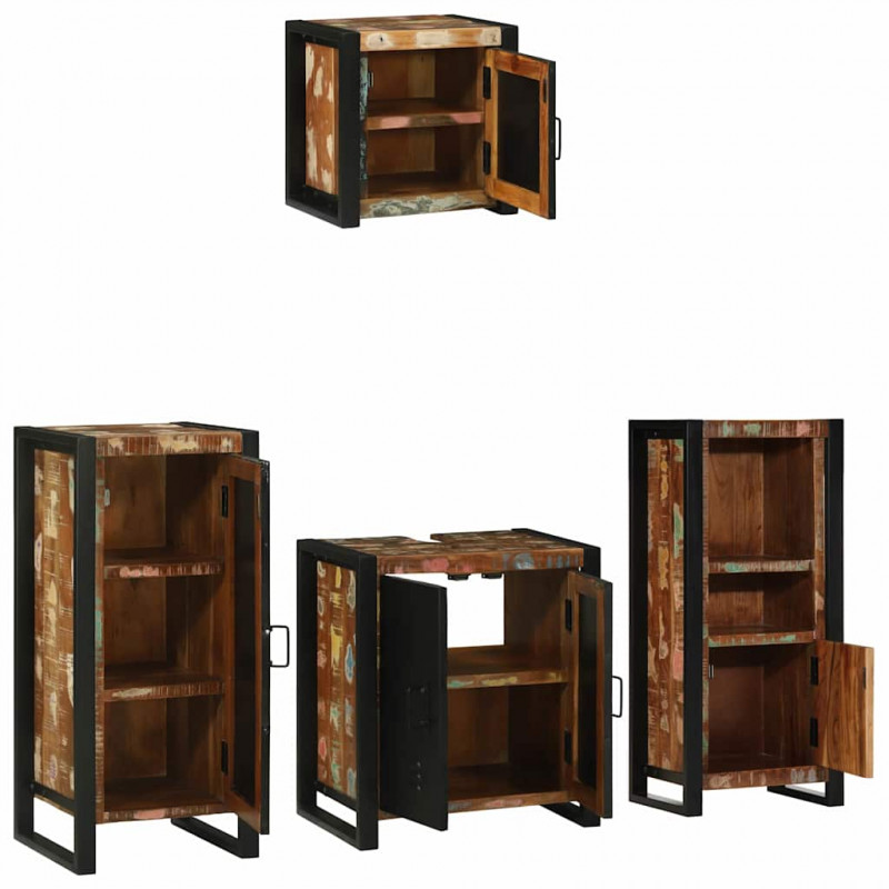 Zestaw mebli łazienkowych 4 pcs Lite Drewno Recyklingowe