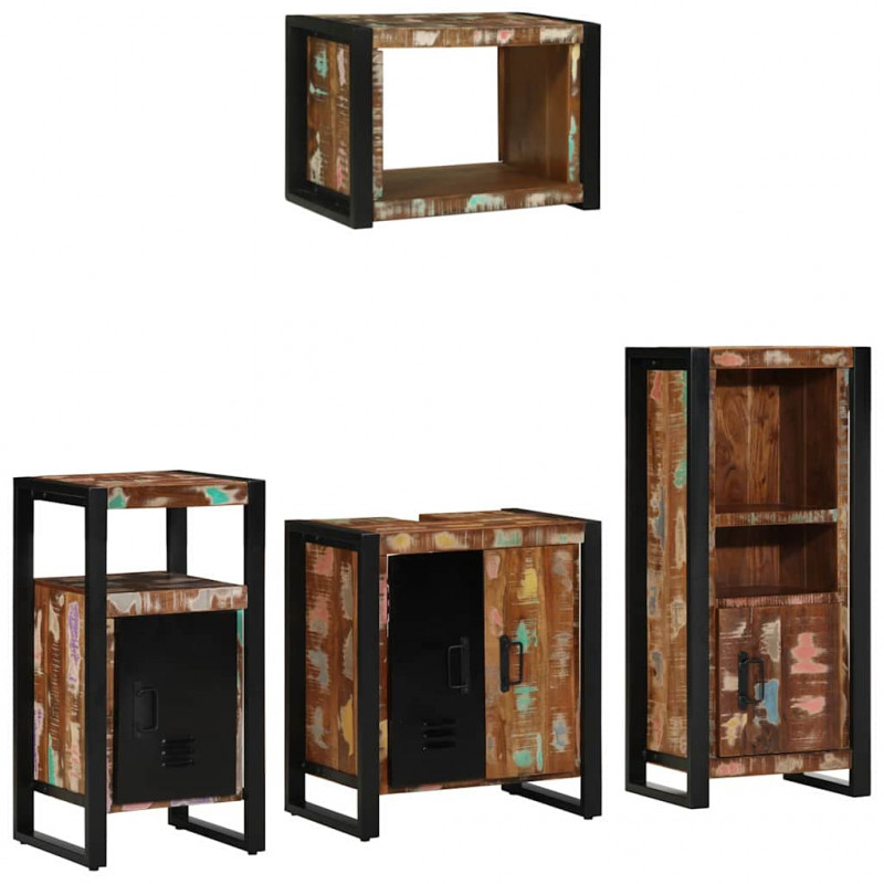 Zestaw mebli łazienkowych 4 pcs Lite Drewno Recyklingowe