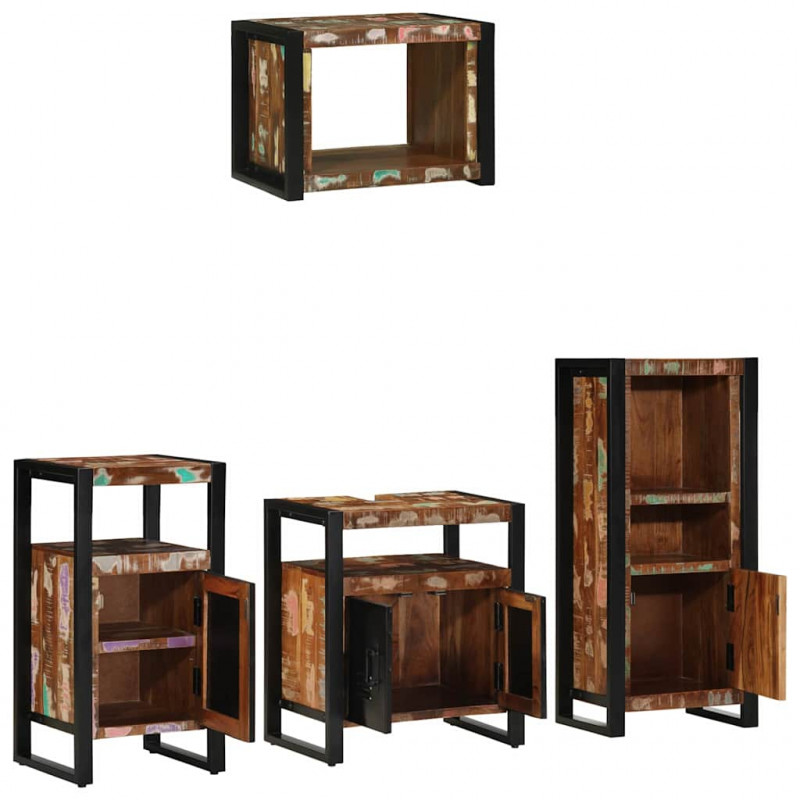 Zestaw mebli łazienkowych 4 pcs Lite Drewno Recyklingowe