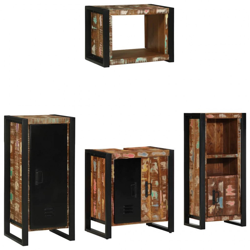Zestaw mebli łazienkowych 4 pcs Lite Drewno Recyklingowe