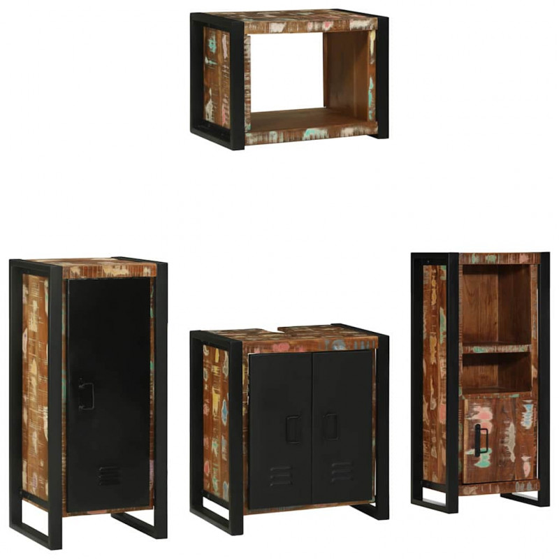 Zestaw mebli łazienkowych 4 pcs Lite Drewno Recyklingowe