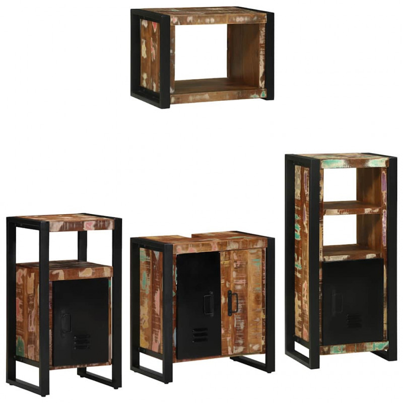Zestaw mebli łazienkowych 4 pcs Lite Drewno Recyklingowe
