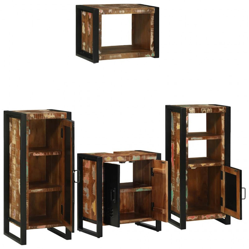 Zestaw mebli łazienkowych 4 pcs Lite Drewno Recyklingowe