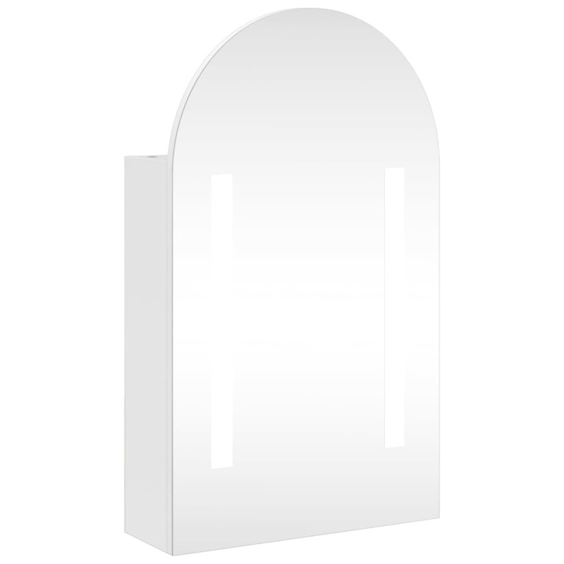 Szafka łazienkowa z lustrem i LED, łukowa, biała, 42x13x70 cm