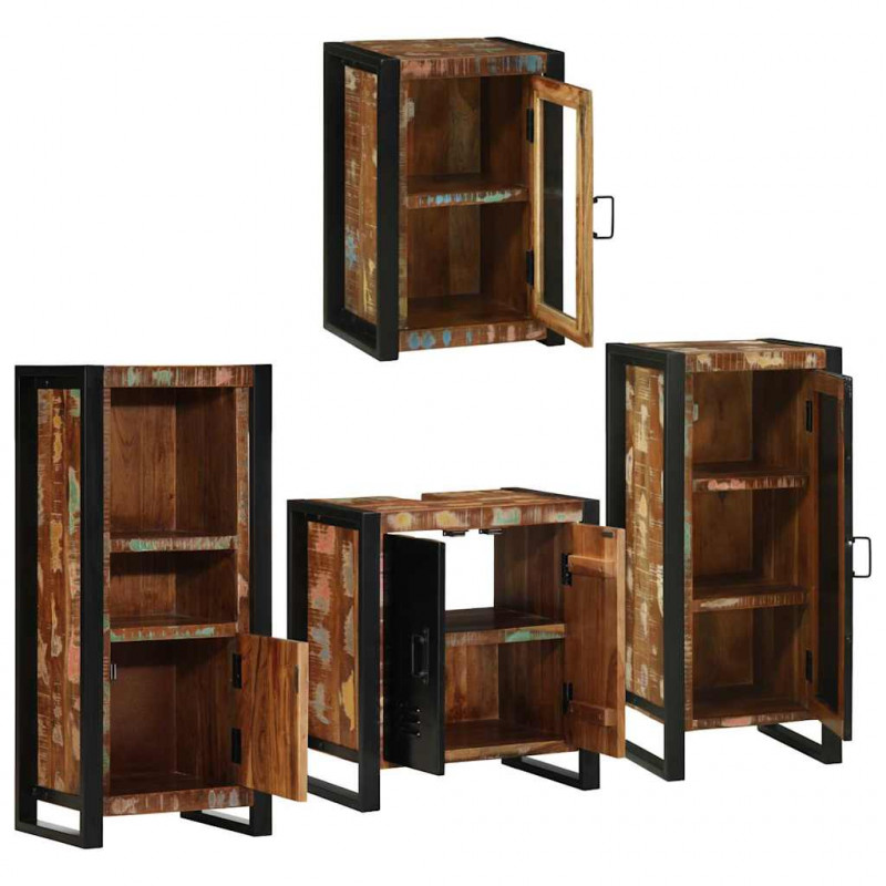 Zestaw mebli łazienkowych z półką 4 pcs Lite odzyskane drewno