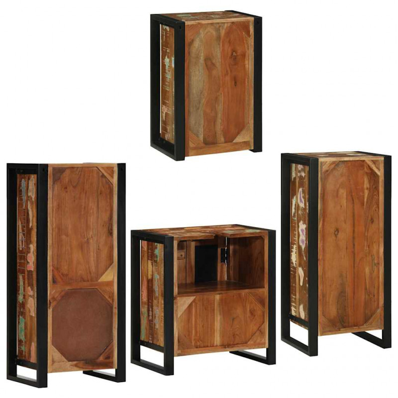 Zestaw mebli łazienkowych z półką 4 pcs Lite odzyskane drewno