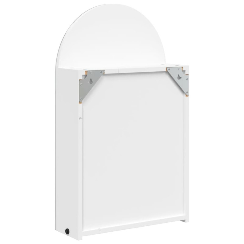 Szafka łazienkowa z lustrem i LED, łukowa, biała, 42x13x70 cm