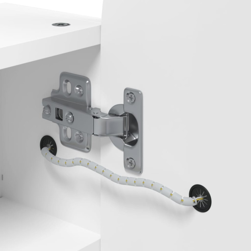 Szafka łazienkowa z lustrem i LED, łukowa, biała, 42x13x70 cm