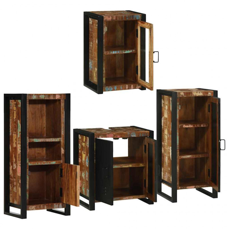 Zestaw mebli łazienkowych z półką 4 pcs Lite odzyskane drewno