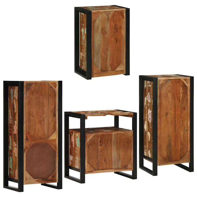 Zestaw mebli łazienkowych z półką 4 pcs Lite odzyskane drewno