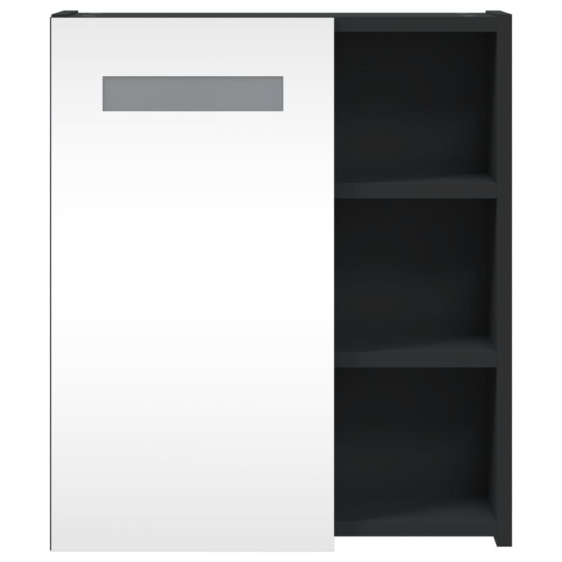 Szafka łazienkowa z lustrem i LED, czarna, 45x13x52 cm
