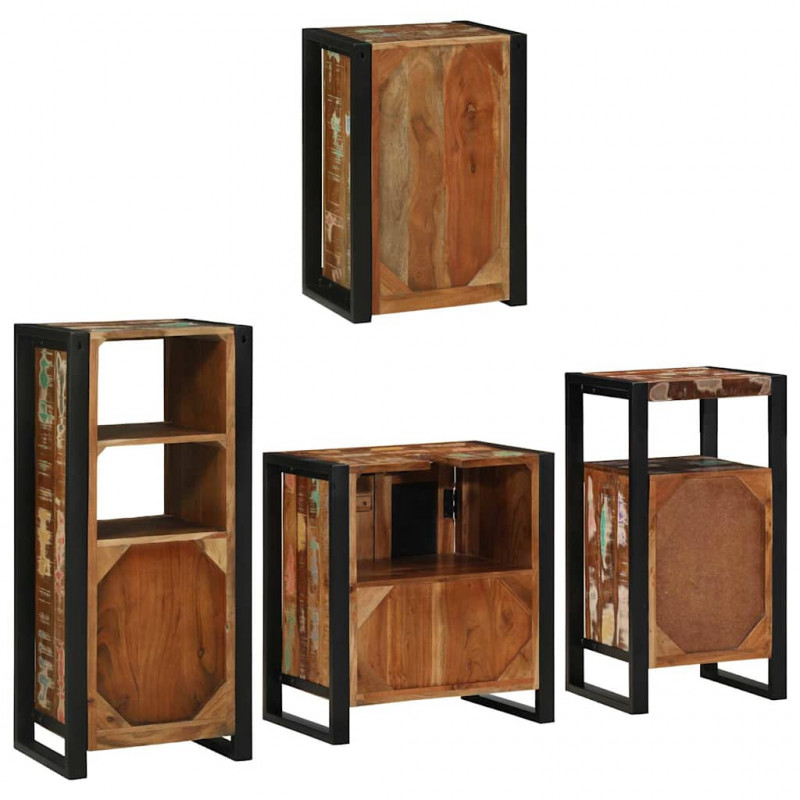 Zestaw mebli łazienkowych z półką 4 pcs Lite odzyskane drewno