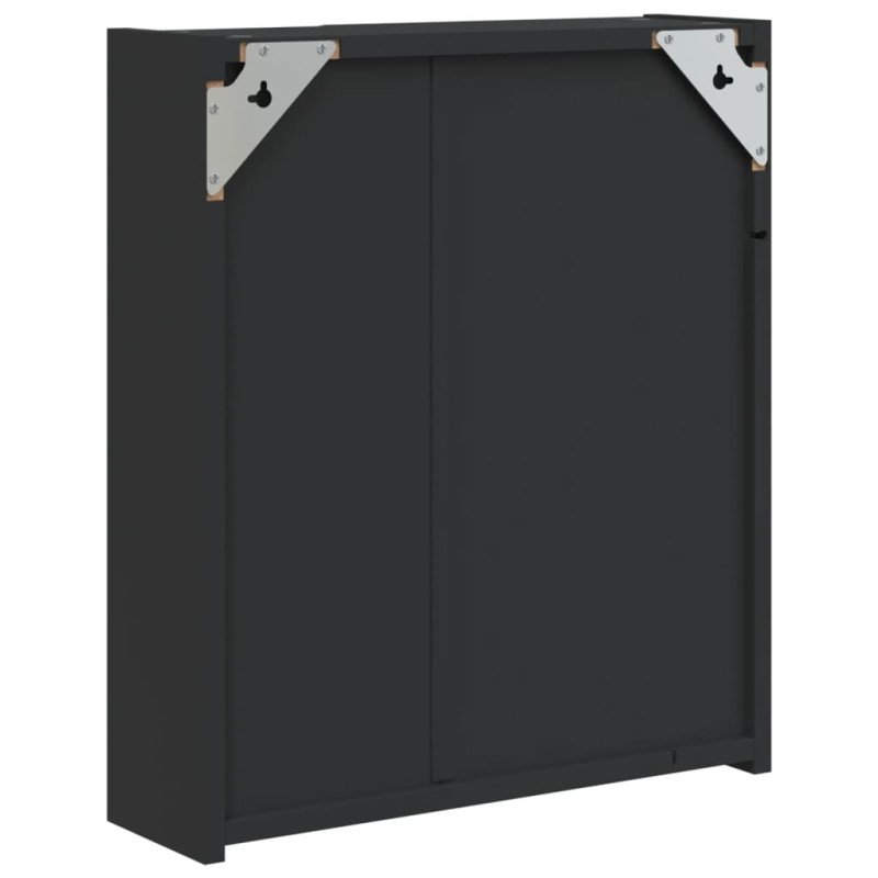 Szafka łazienkowa z lustrem i LED, czarna, 45x13x52 cm