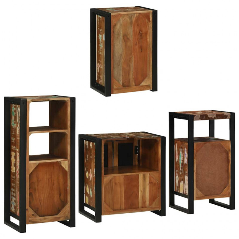 Zestaw mebli łazienkowych z półką 4 pcs Lite odzyskane drewno