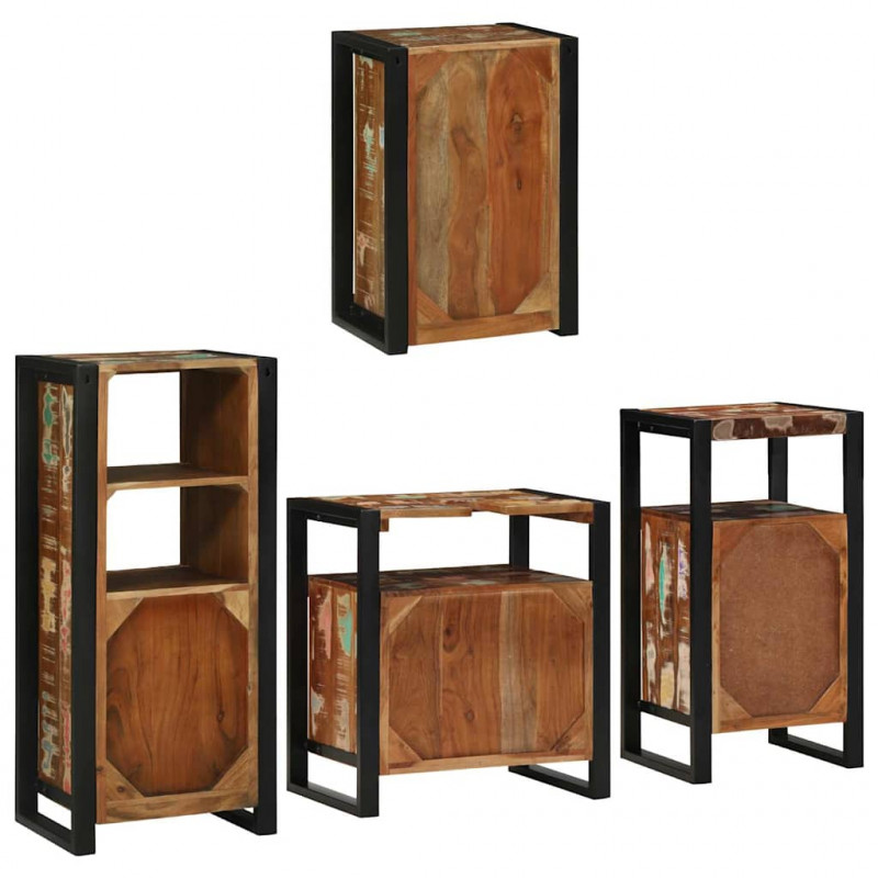 Zestaw mebli łazienkowych z półką 4 pcs Lite odzyskane drewno