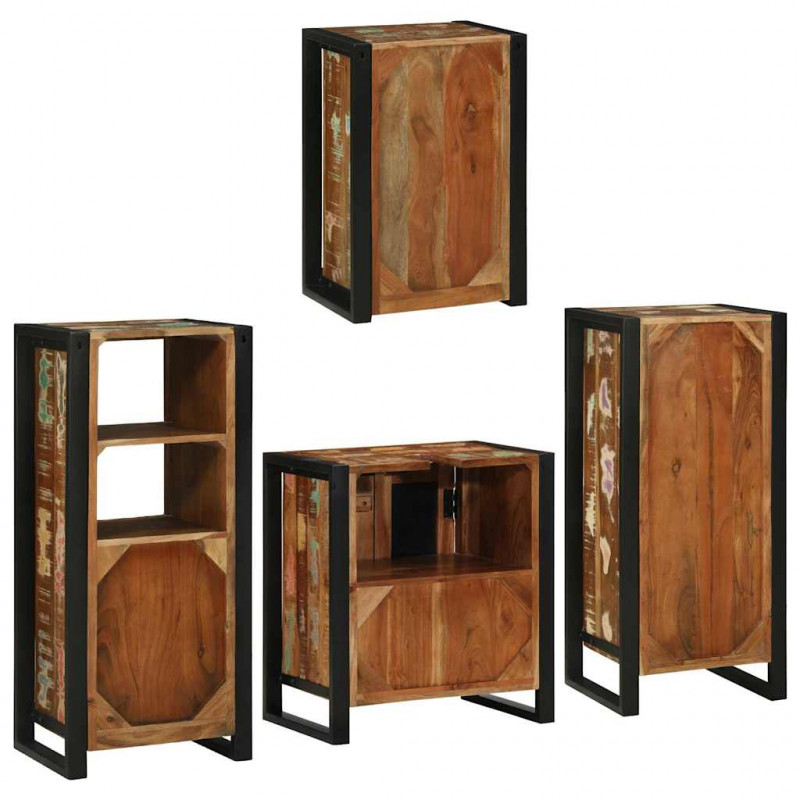 Zestaw mebli łazienkowych z półką 4 pcs Lite odzyskane drewno