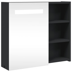 Szafka łazienkowa z lustrem i LED, czarna, 60x13x52 cm