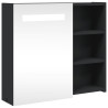 Szafka łazienkowa z lustrem i LED, czarna, 60x13x52 cm