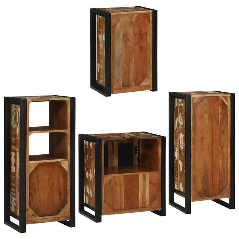 Zestaw mebli łazienkowych z półką 4 pcs Lite odzyskane drewno