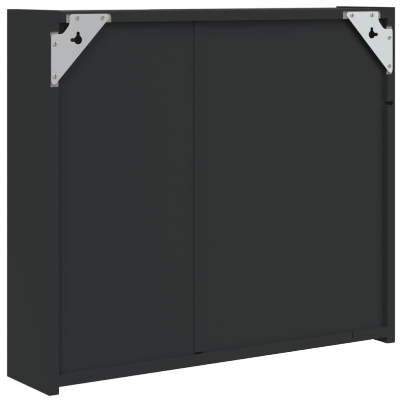 Szafka łazienkowa z lustrem i LED, czarna, 60x13x52 cm