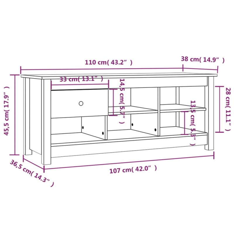 Szafka na buty, 110x38x45,5 cm, lite drewno sosnowe
