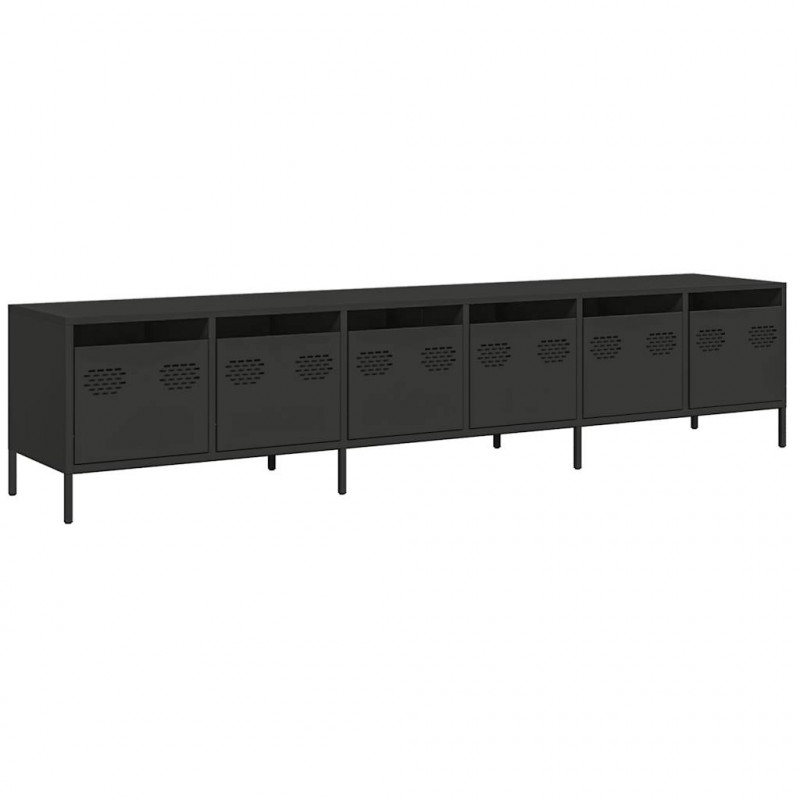 Szafka RTV, czarna, 202x39x43,5 cm, stal walcowana na zimno