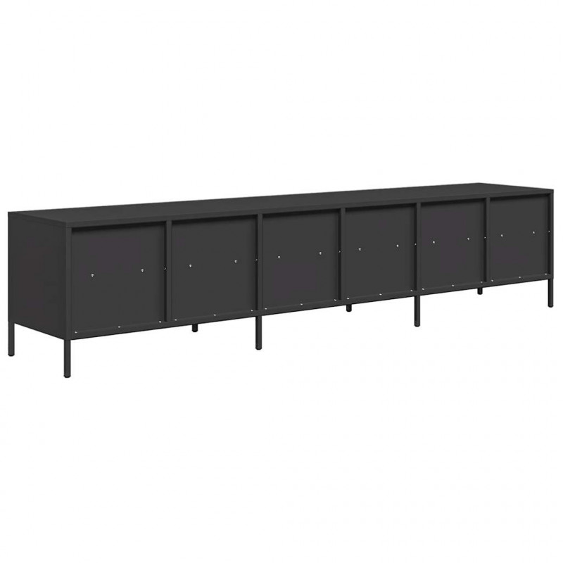 Szafka RTV, czarna, 202x39x43,5 cm, stal walcowana na zimno