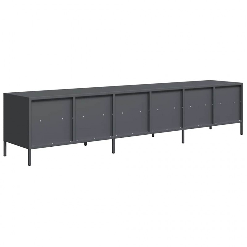 Szafka RTV, czarna, 202x39x43,5 cm, stal walcowana na zimno
