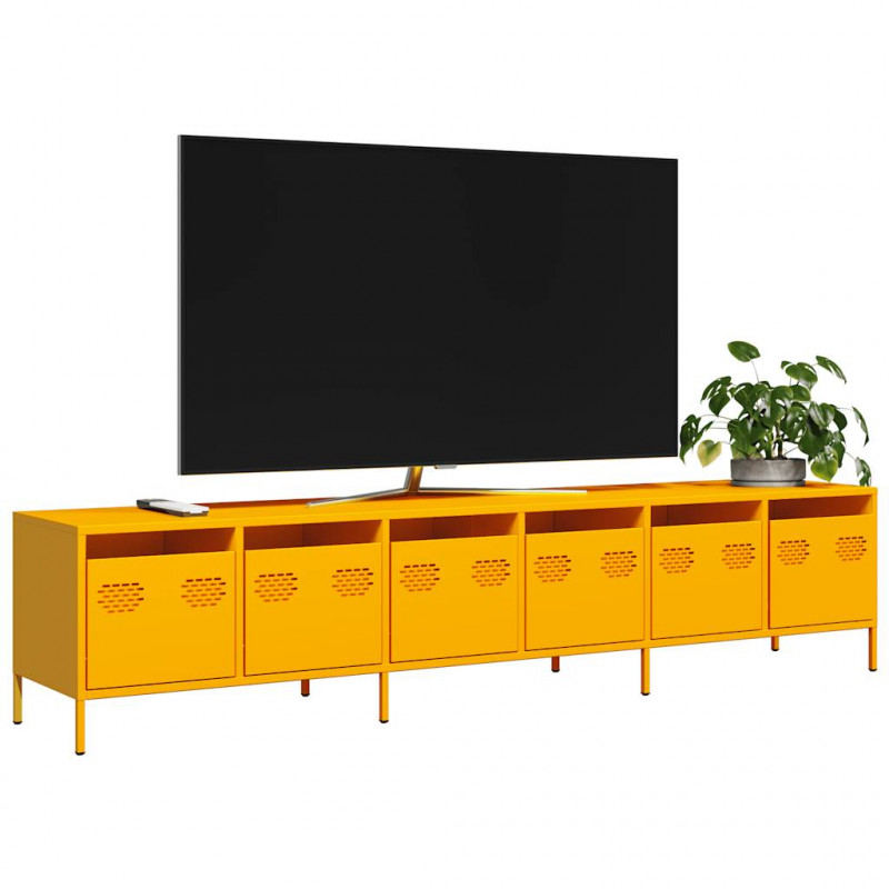 Szafka RTV, żółta, 202x39x43,5 cm, stal walcowana na zimno