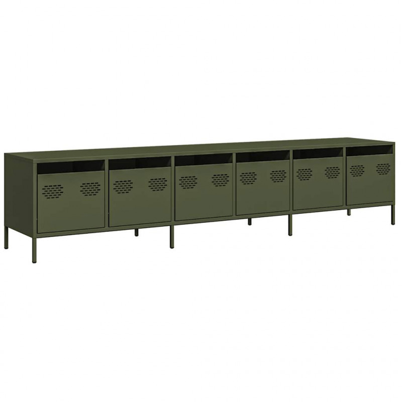 Szafka RTV, oliwkowa, 202x39x43,5 cm, stal walcowana na zimno