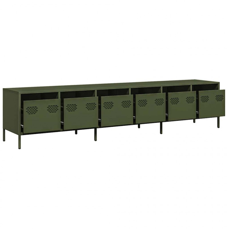 Szafka RTV, oliwkowa, 202x39x43,5 cm, stal walcowana na zimno