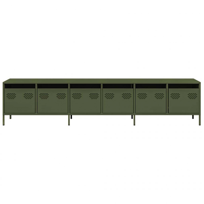 Szafka RTV, oliwkowa, 202x39x43,5 cm, stal walcowana na zimno