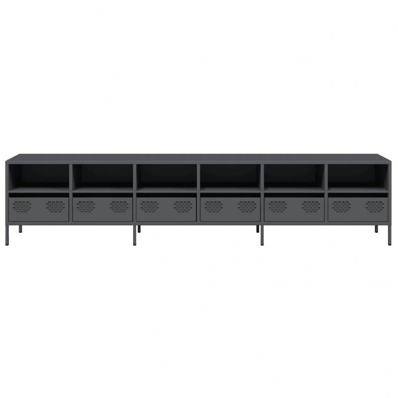 Szafka RTV, czarna, 202x39x43,5 cm, stal walcowana na zimno