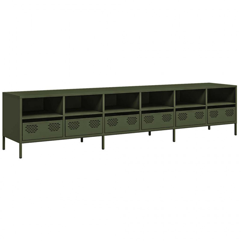 Szafka RTV, oliwkowa, 202x39x43,5 cm, stal walcowana na zimno