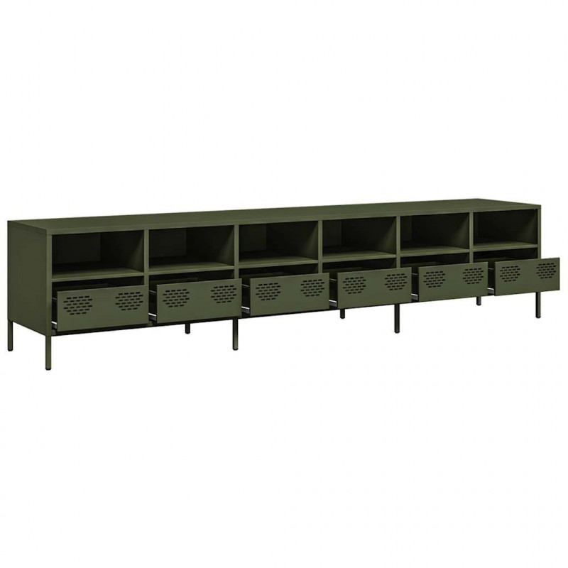 Szafka RTV, oliwkowa, 202x39x43,5 cm, stal walcowana na zimno