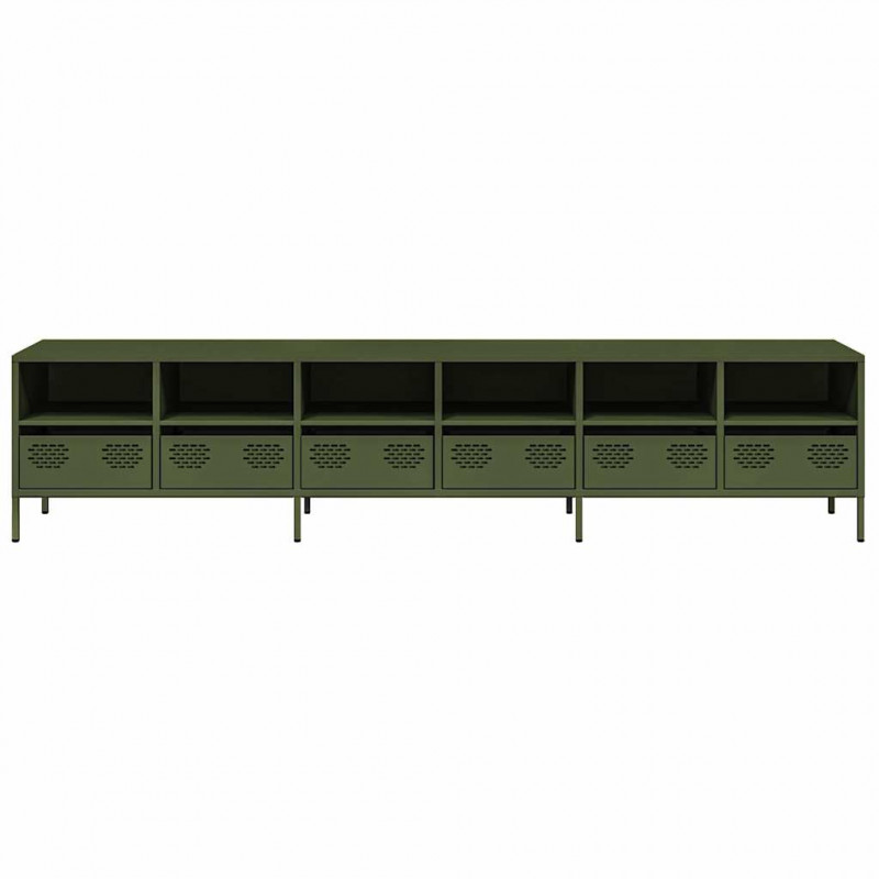 Szafka RTV, oliwkowa, 202x39x43,5 cm, stal walcowana na zimno