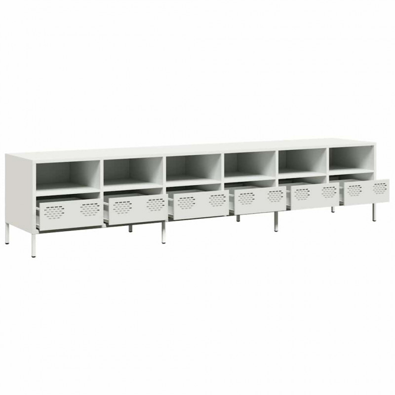 Szafka RTV, biała, 202x39x43,5 cm, stal walcowana na zimno