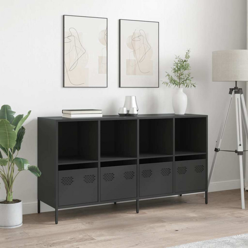 Szafka, czarna, 135x39x73,5 cm, stal walcowana na zimno