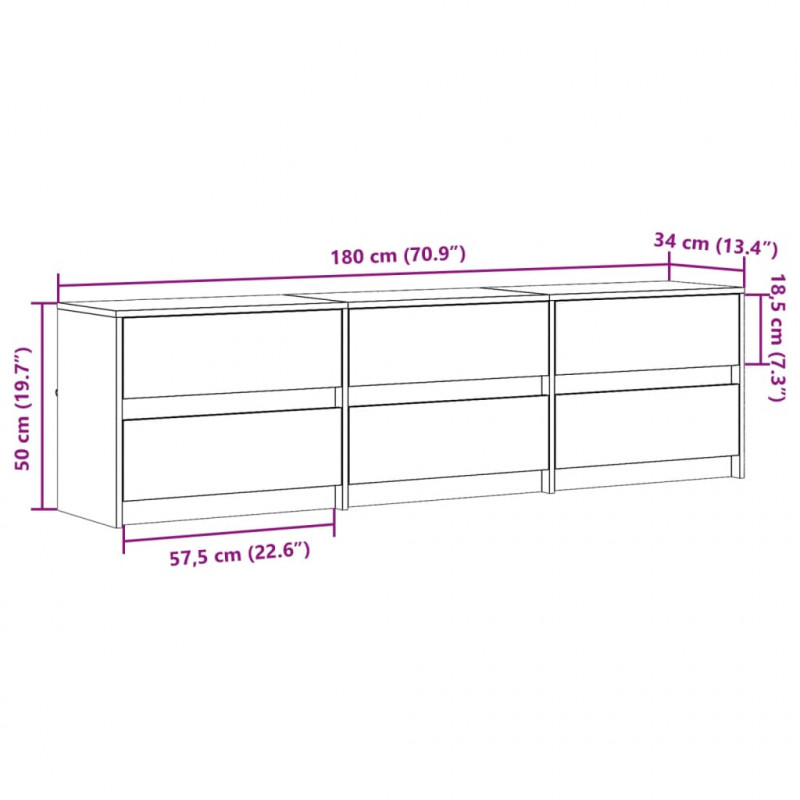 Szafka pod TV z LED, dąb sonoma, 180x34x50 cm