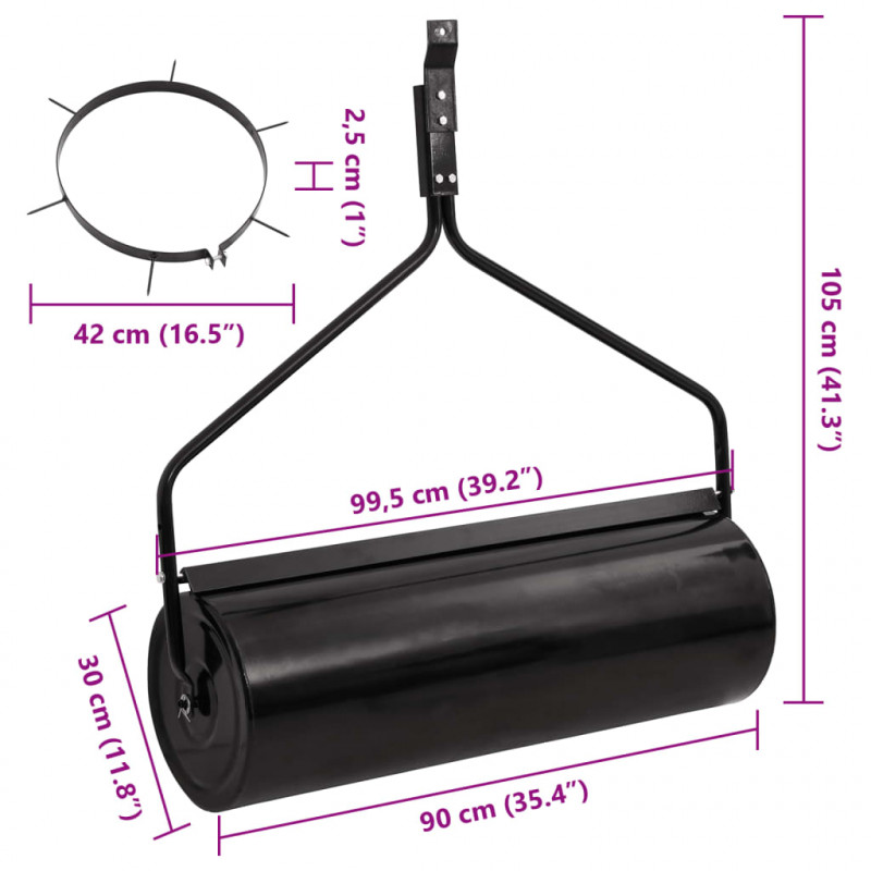 Walec do trawnika do ciągnięcia z aeratorem, czarny, 63 L, żelazo