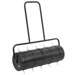 Walec do trawnika do ciągnięcia z aeratorem, czarny, 63 L, żelazo i stal