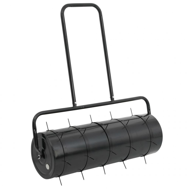 Walec do trawnika do ciągnięcia z aeratorem, czarny, 63 L, żelazo i stal