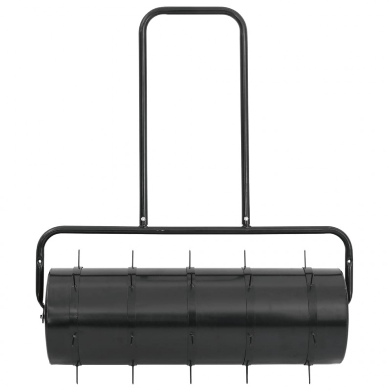 Walec do trawnika do ciągnięcia z aeratorem, czarny, 63 L, żelazo i stal